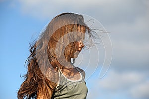 Teenager with long beautiful hair