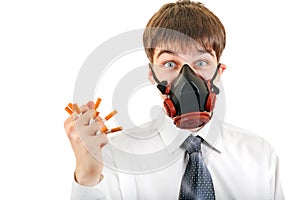 Teenager in the Mask hold a Cigarettes