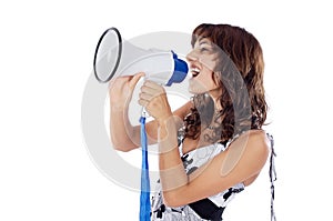 Teenager with megaphone