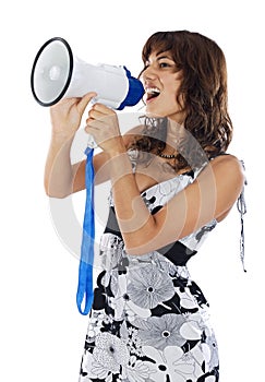 Teenager with megaphone