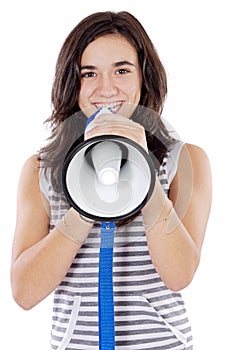 Teenager with megaphone