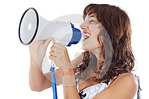 Teenager with megaphone