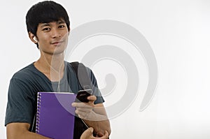 Teenager with mobile telephone