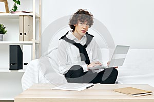 teenager online learning laptop interior home Lifestyle technology