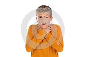 Teenager in orange t-shirt