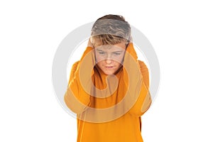 Teenager in orange t-shirt