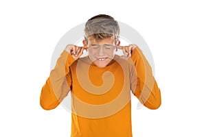 Teenager in orange t-shirt