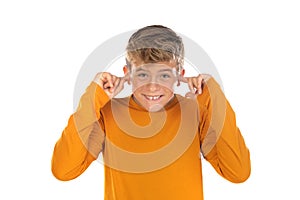 Teenager in orange t-shirt