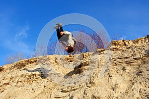 Teenager performs parkour