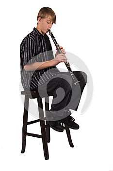 Teenager playing the clarinet