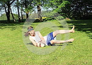 Teenager playing football - goalkeeper