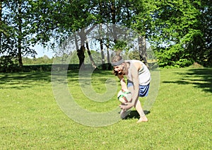 Teenager playing football - goalkeeper