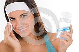 Teenager problem skin care - woman cleanse