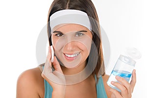 Teenager problem skin care - woman cleanse