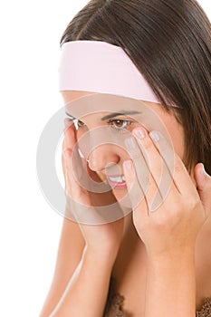 Teenager problem skin care - young woman