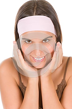 Teenager problem skin care - young woman