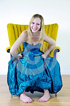 Teenager in prom dress