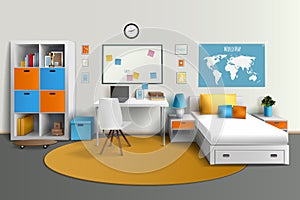 Teenager Room Interior Design Realistic Image