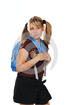 Teenager from rucksack