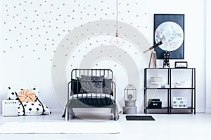 Teenager`s bedroom interior with stars