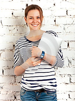 Teenager schoolgirl with tablet computer