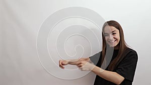 teenager showing thumbs up on white background,girl student,school and college,online education mockup