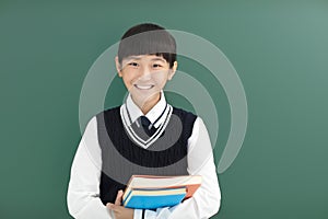 teenager Student girl stand before chalkboard