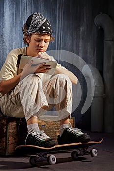 Teenager with tablet pc