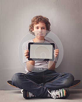 Teenager with tablet pc