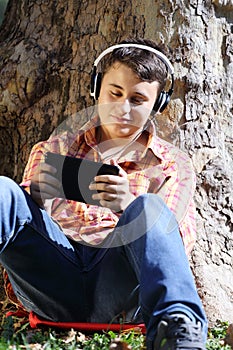 Teenager with tablet pc