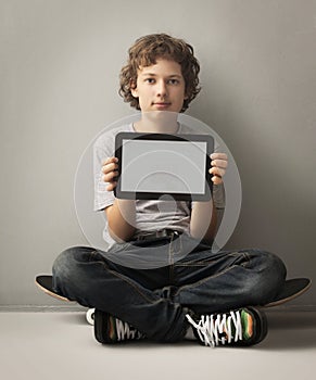 Teenager with tablet pc