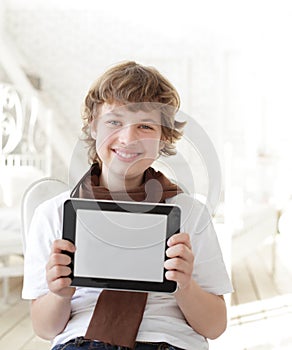 teenager with tablet pc indoors