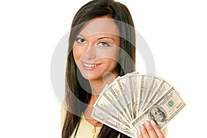 Teenager with wad of dollars photo