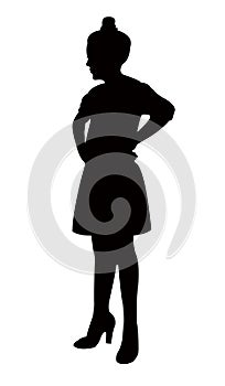 A teenager young girl standing body silhouette vector