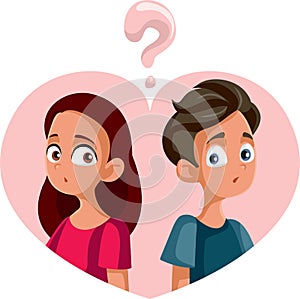 Teenagers Being in Love Having Questions Vector Illustration