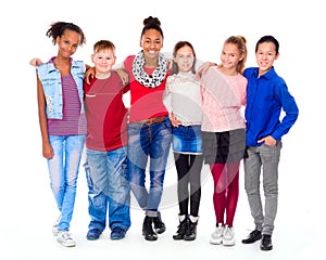 Teenagers with different clothes standing together