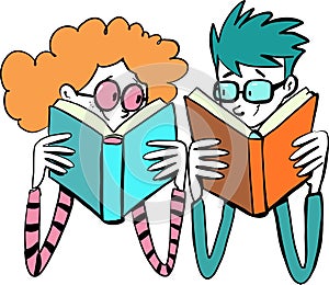 Teenagers enjoy reading books