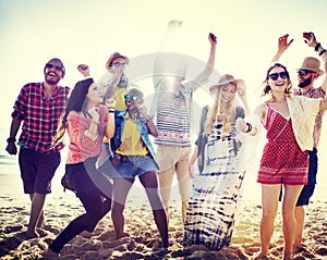 Teenagers Friends Beach Party Happiness Concept