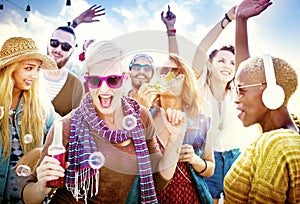 Teenagers Friends Beach Party Happiness Concept