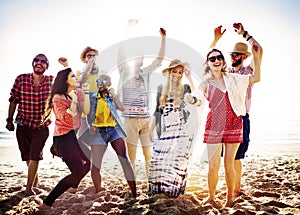 Teenagers Friends Beach Party Happiness Concept