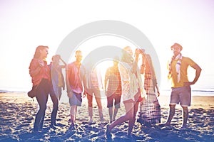 Teenagers Friends Beach Party Happiness Concept