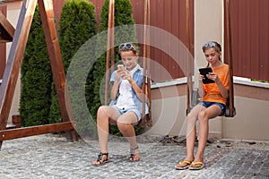 Teenagers with gadgets