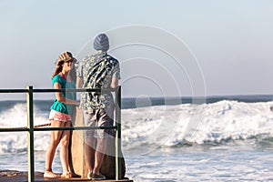 Teenagers Girl Boy Tidal Pool Ocean Waves