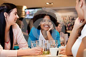 Teenagers girls in cafe