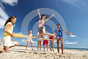 Teenagers having fun on beach