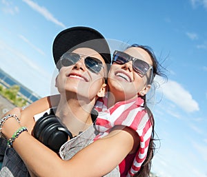 Teenagers having fun outside