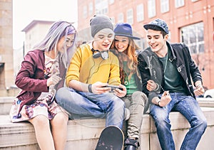 Teenagers meeting outdoors