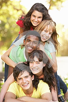 Teenagers Piled Up In Park photo