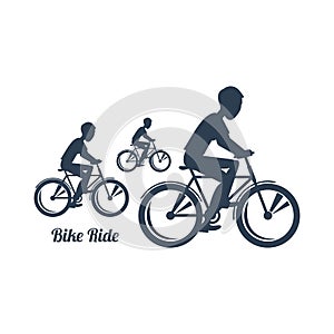 Teenagers Riding Bicycles Silhouettes Black Icon