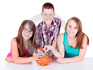 Teenagers saving money for the future